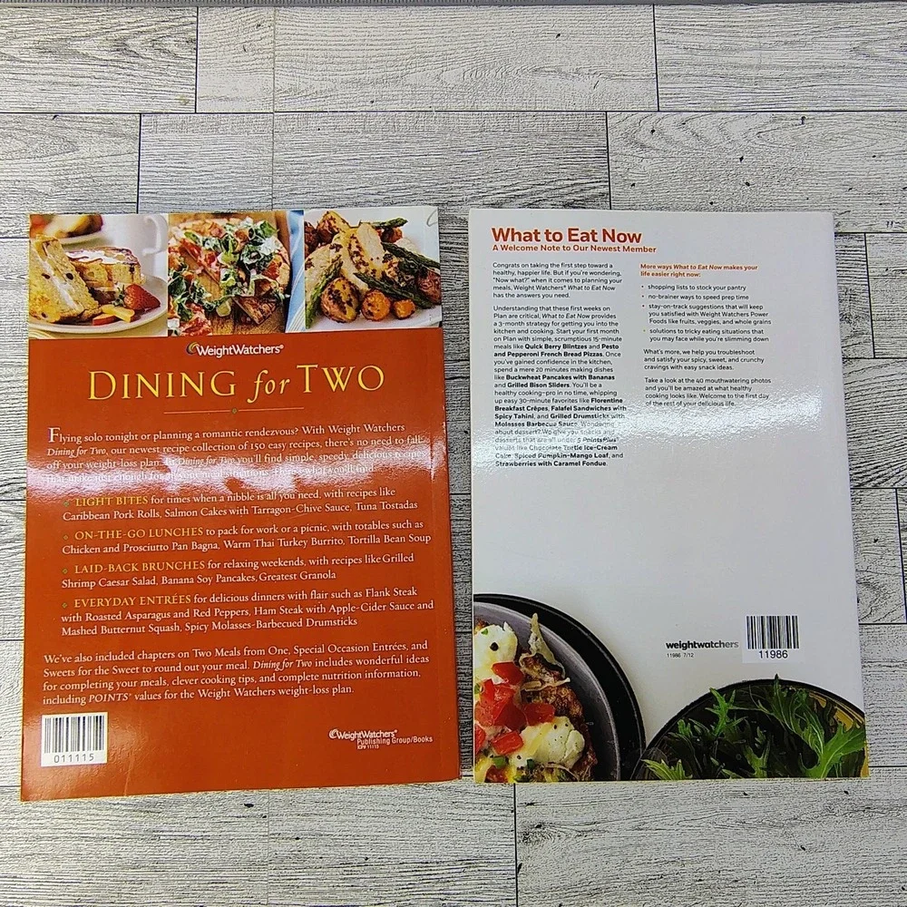 Weight Watchers Cookbooks Lot of 2 Books - Dining for Two and What to Eat Now